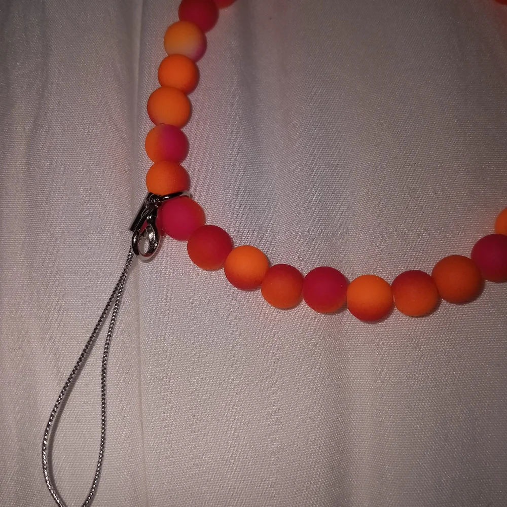 Hand crafted New cell phone charm holder neon statement beaded bracelet